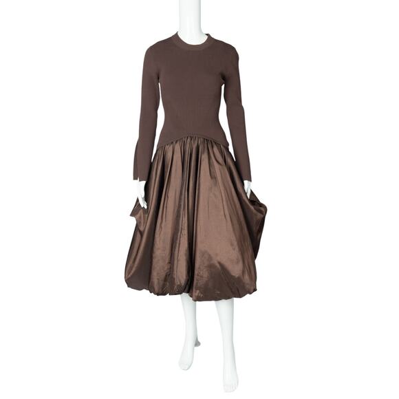 SIMKHAI Brown Taffeta Knit Kenlie Midi Dress Size S - thefunkyskunk.ie SIMKHAI Brown Taffeta Knit Kenlie Midi Dress Size S - thefunkyskunk.ie